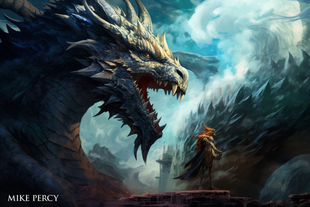 Harmony and Havoc: The Dragon and companion in illustration of attack